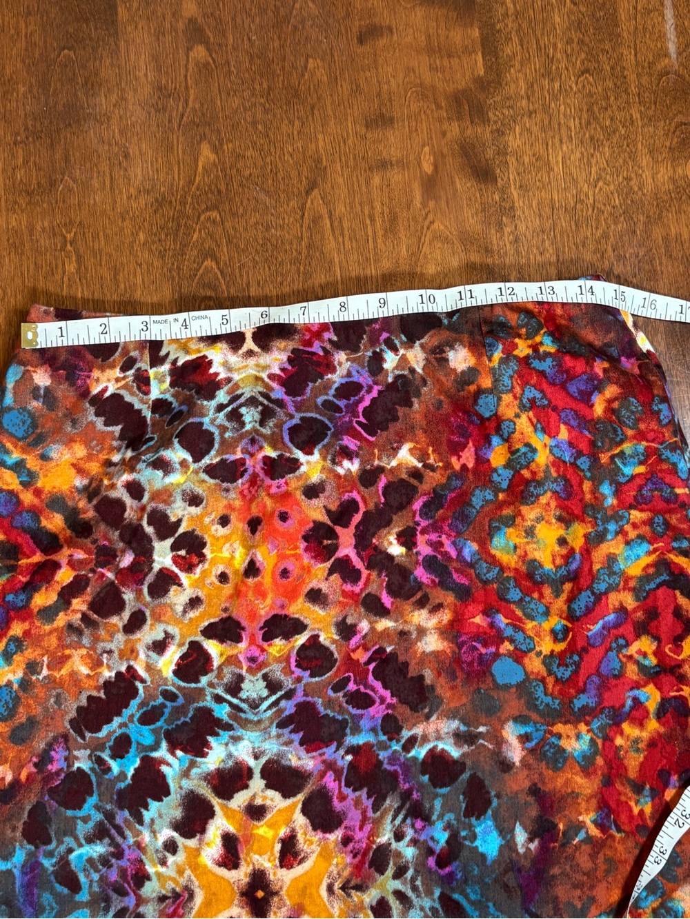Handmade Kaleidoscope Ice Dye Skirt with Ruffle Hem - Picture 5 of 6